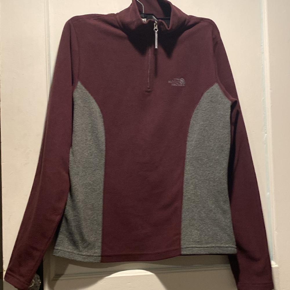 The North Face Maroon and Gray Half-Zip Pullover - Picture 3 of 10